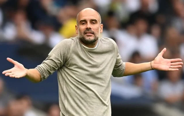Pep Guardiola reacts to Tottenham’s defeat
