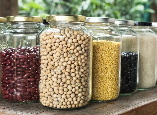 glass jars for storing beans