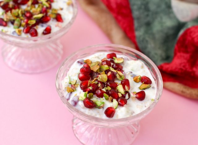 yogurt with pistachios and pomegranate seeds