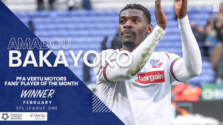 Winner of PFA Vertu Motors League One Fans’ Player of the Month