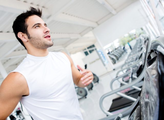 man on treadmill, concept of weight loss training for men