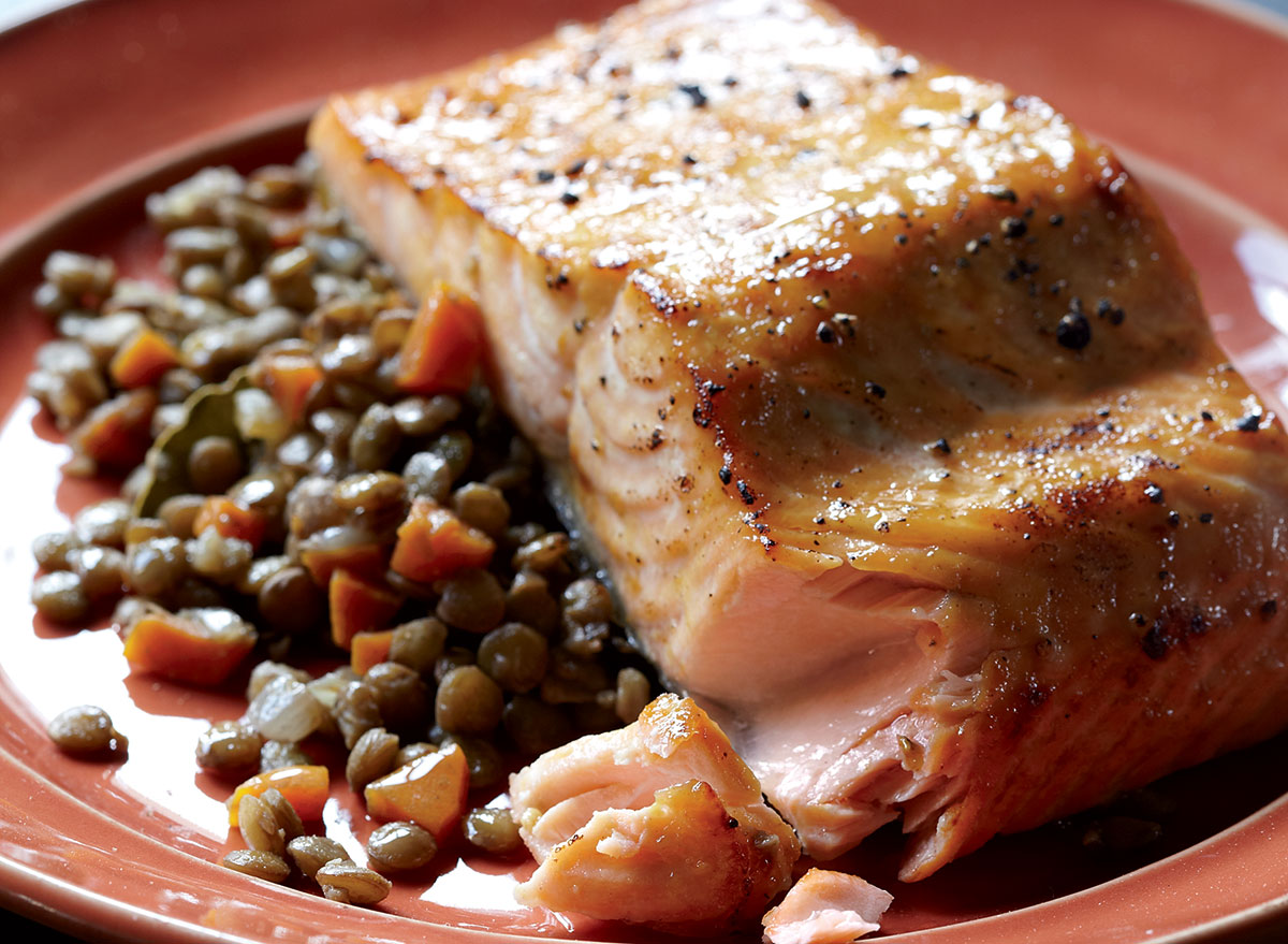 paleo steak salmon with lentils