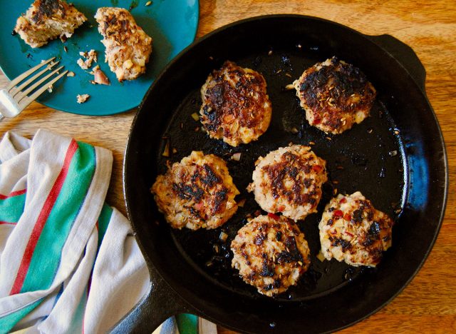 paleo breakfast sausage in frying pan