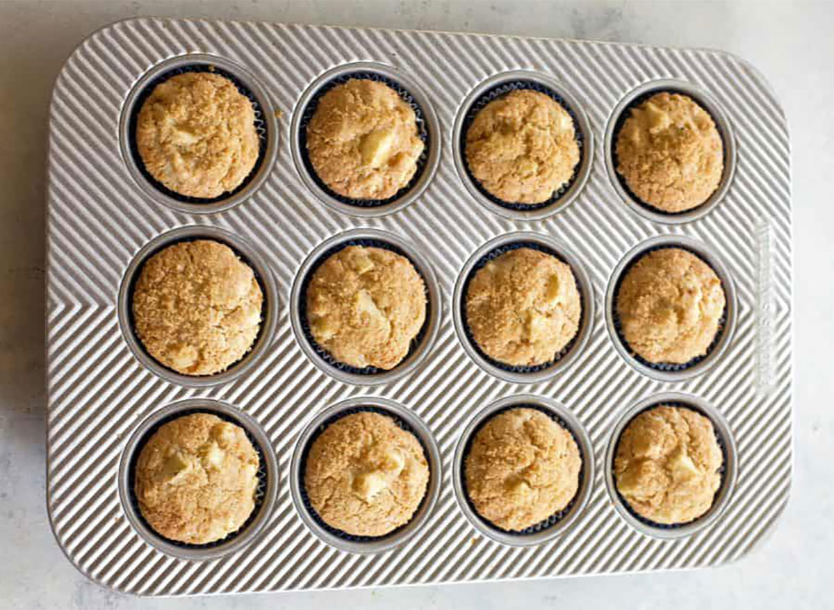 apple muffins in baking form