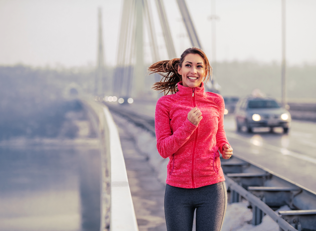 woman on winter run, concept of rules for getting in shape after break