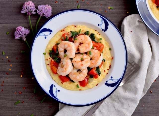 creamy polenta shrimp and vegetable bowls