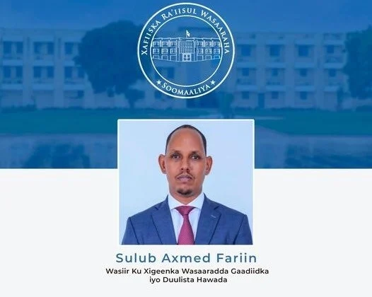 Sulub Ahmed Firin Named as Somalia’s Deputy Transport Minister Amid Government Overhaul