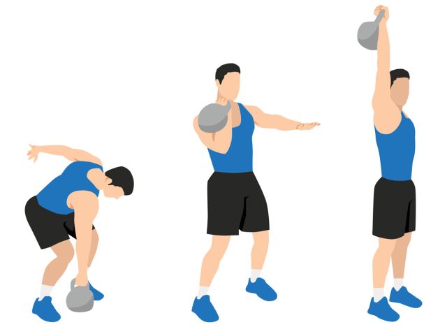 kettlebell clean swing and press exercise