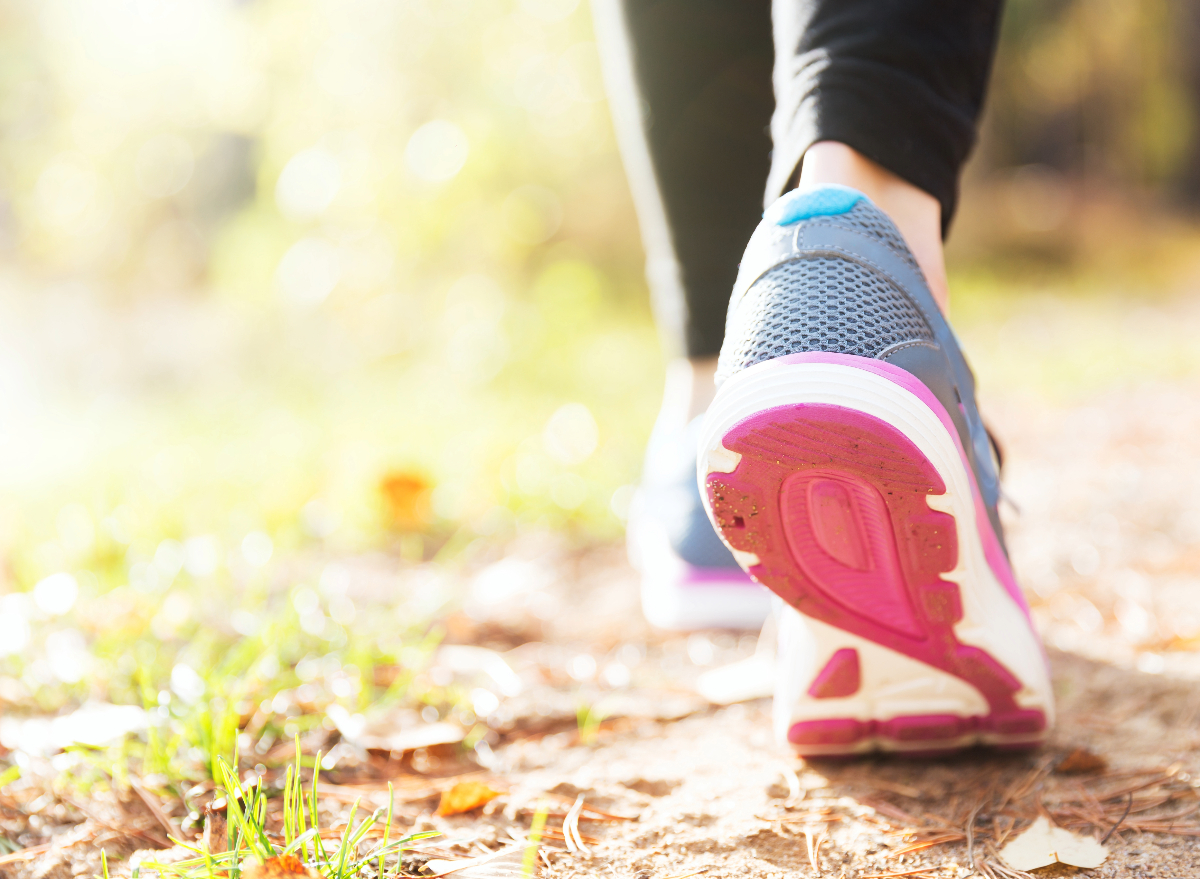 close-up sneakers, female walker