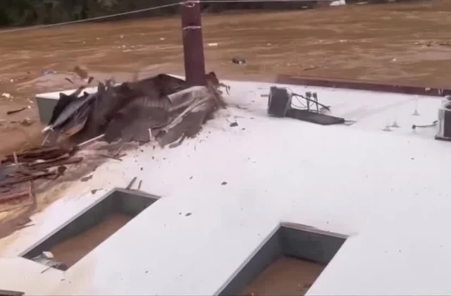 Watch: Heart-stopping moment as building and containers are washed away, leaving 210 casualties in Helene’s wake.