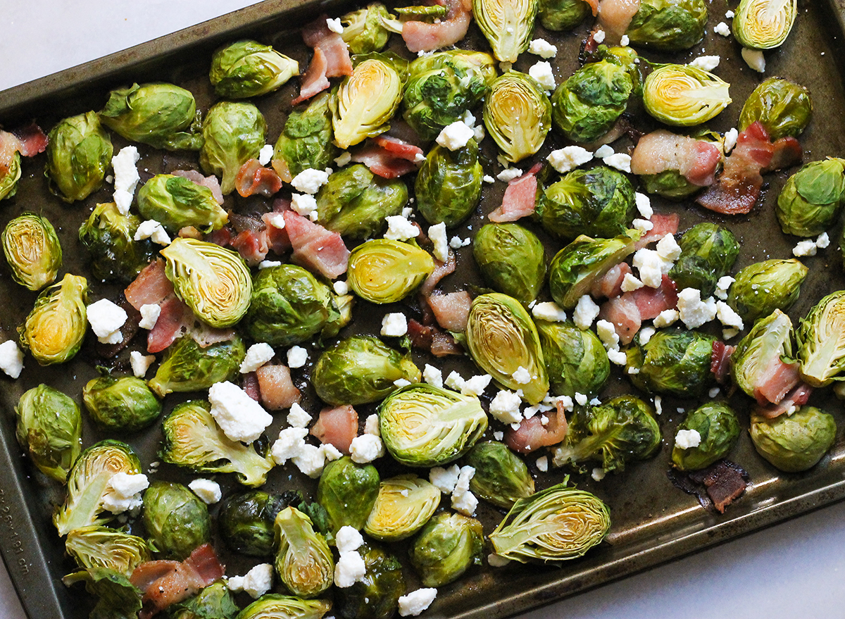 brussels sprouts with bacon and feta cheese