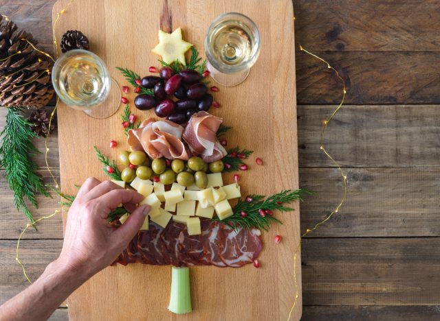 christmas tree charcuterie board, holiday food concept that a cardiologist avoids