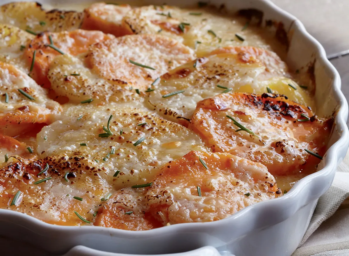 vegetarian yukon gold ￼￼￼ & sweet potato ￼￼￼gratin