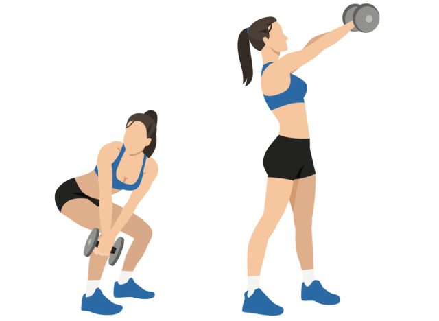 an illustration of the dumbbell low to high chops exercise.