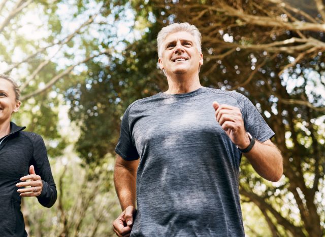 mature man who goes outdoors for weight loss, concepts of habits that destroy your weight loss progress