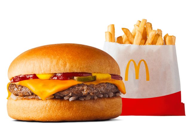 cheeseburger and small french fries