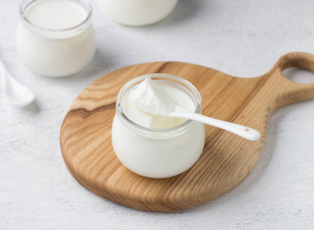 greek yogurt, concept with snacks for weight loss and muscle reinforcement
