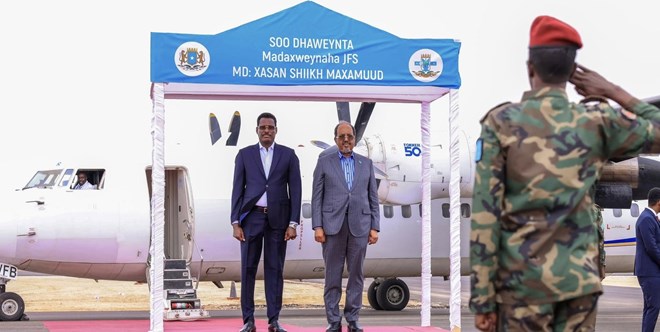 President HSM arrives in Dhusamareb to launch development works, push fight against al-Shabab