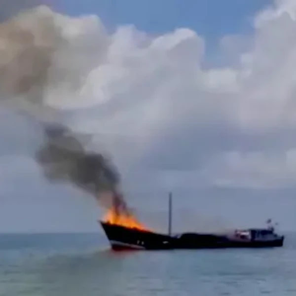 Cargo vessel bound for Puntland State ablaze off the coast.webp