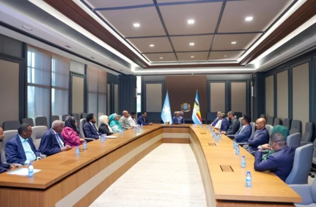 Somalia’s President Hassan Sheikh welcomes newly elected East African Legislative Assembly members in Mogadishu
