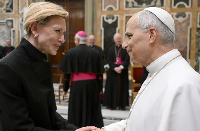 Watch as Pope Leo XIV Welcomes Hollywood Stars to Vatican City