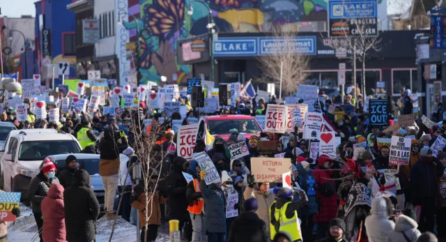 Thousands Join ‘ICE Out’ March on Minneapolis’ Lake Street Corridor
