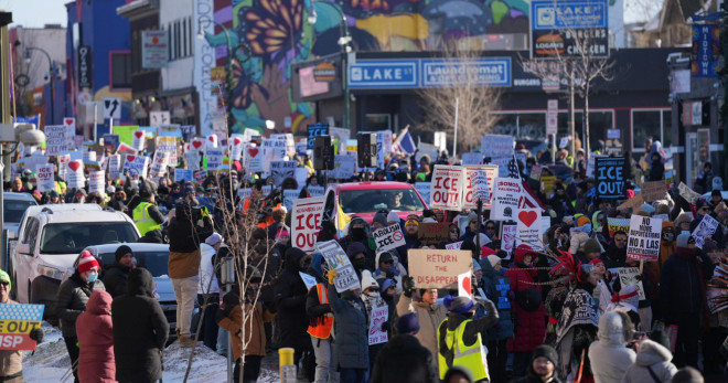 Thousands Join ‘ICE Out’ March on Minneapolis’ Lake Street Corridor