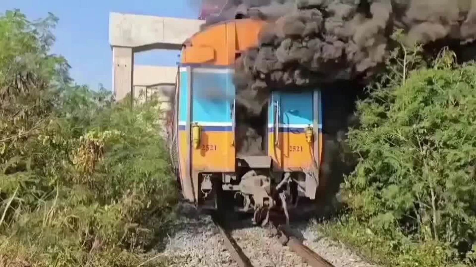 Crane collapse derails train in Thailand, killing 22, police say