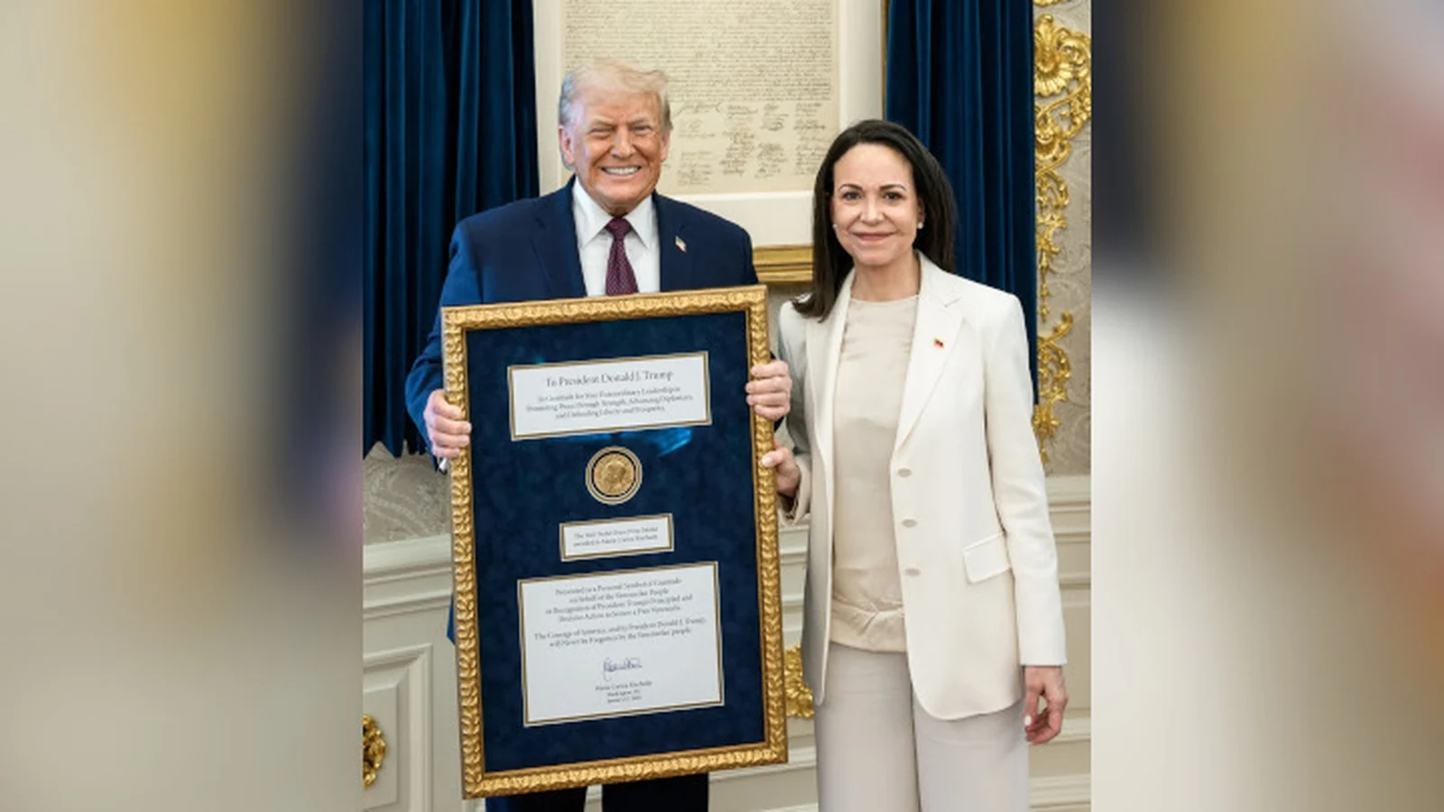 Nobel Committee clarifies medal isn’t the prize after Machado’s Trump gift