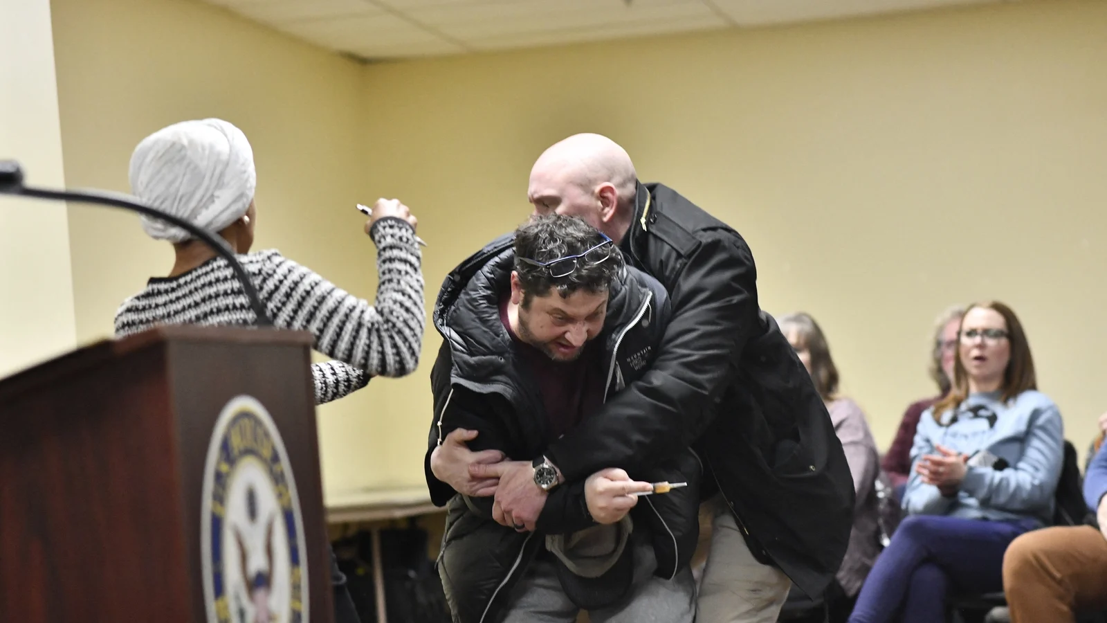 Rep. Ilhan Omar sprayed with unidentified substance during live speech