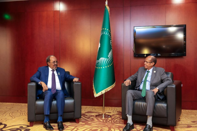 African Union Commission Head Holds Talks with Somalia’s President in Addis Ababa