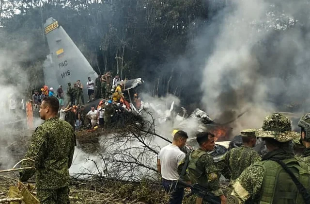 Military plane crash in Colombia leaves 77 hospitalized, one dead