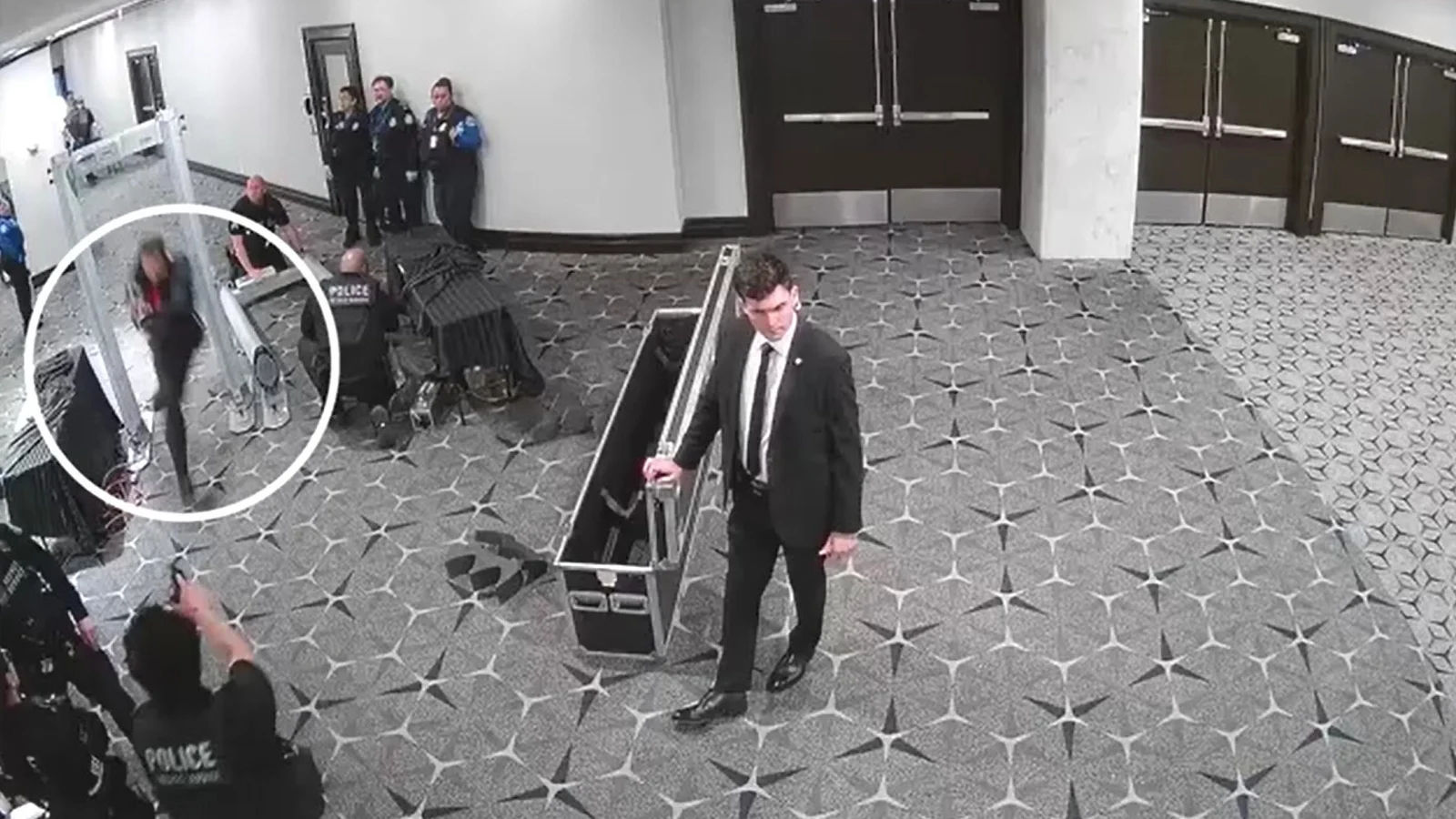 CCTV shows suspect in US gala shooting charging through security