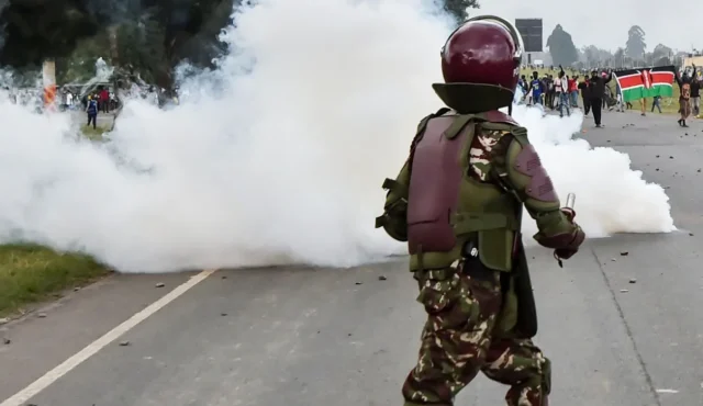 Kenya police use teargas to disperse anti-France protesters near Macron summit