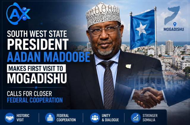 South West State President Aadan Madoobe Visits Mogadishu, Pledges Security and State-Building Priorities