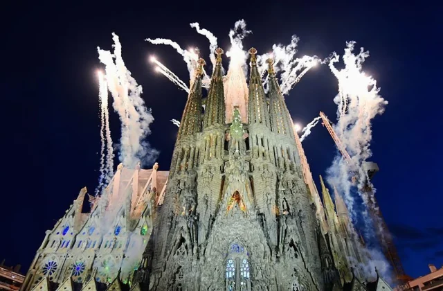 Pope Blesses New Sagrada Familia Tower Amid Fireworks and Light Show