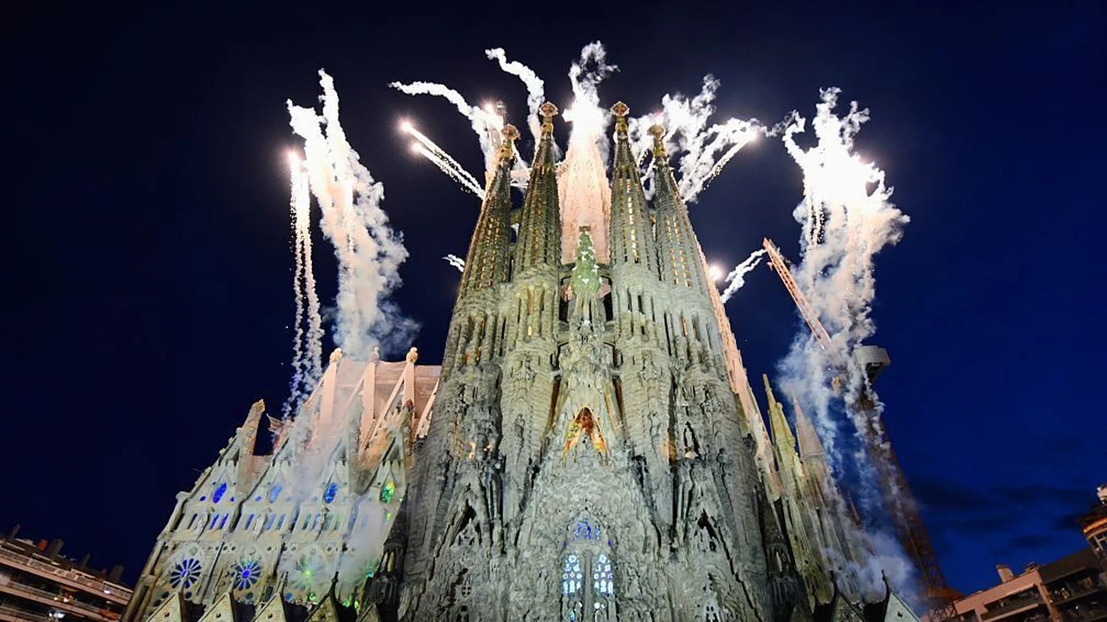 Fireworks, light show as Pope blesses new tower at Sagrada Familia