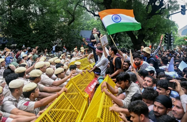 Indian Police Fire Tear Gas, Baton-Charge Exam Protesters