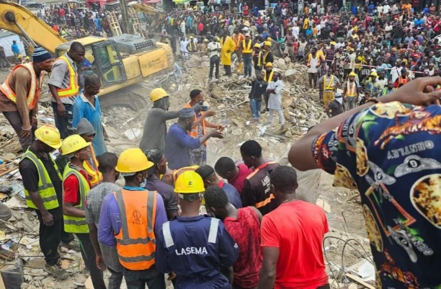 Rescue Operations Ongoing in Lagos Building Collapse; Death Toll Increases
