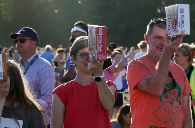 In pictures: Stargazers gather to watch a solar eclipse