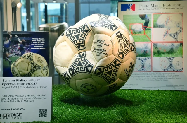 Maradona’s ‘Hand of God’ football sells for $3.35 million at auction
