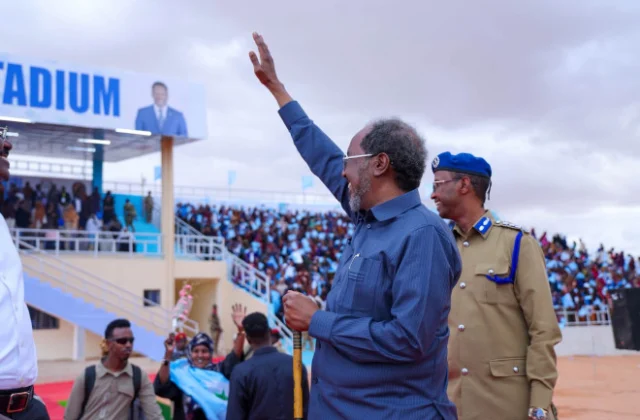 President Mohamud Arrives in Galkayo, Calls for Unity and Reconciliation