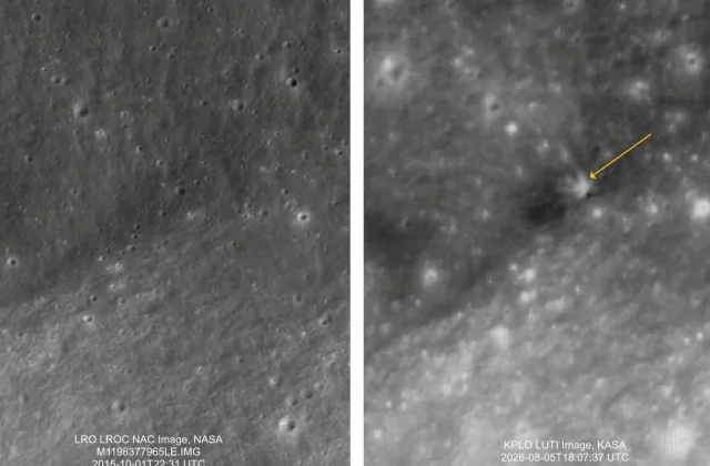 Satellite Captures Before-and-After Images of SpaceX Rocket’s Crash on Moon