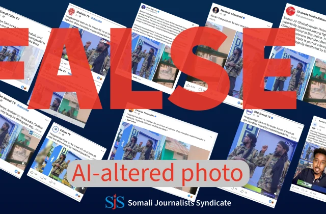 AI-altered photo falsely places Al-Shabaab leader among fighters captured by pro-Laftagareen forces in Diinsoor